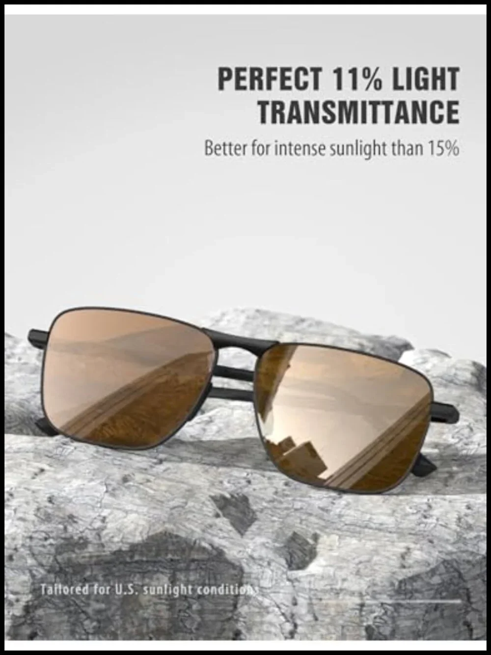 Rectangular Polarized Aviator Sunglasses with Spring Hinge UV400 Protection